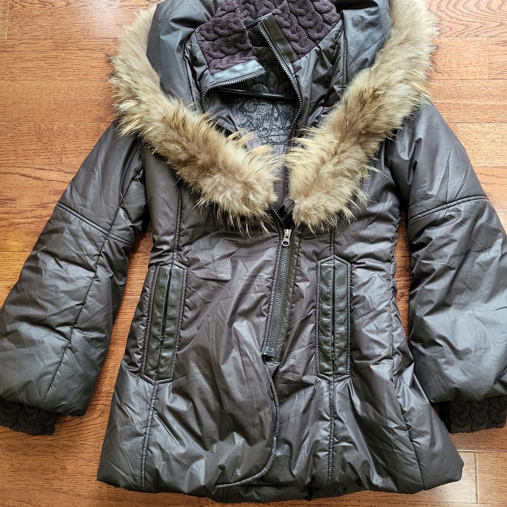 Mackage Brown Fur-Trimmed Puffer Jacket